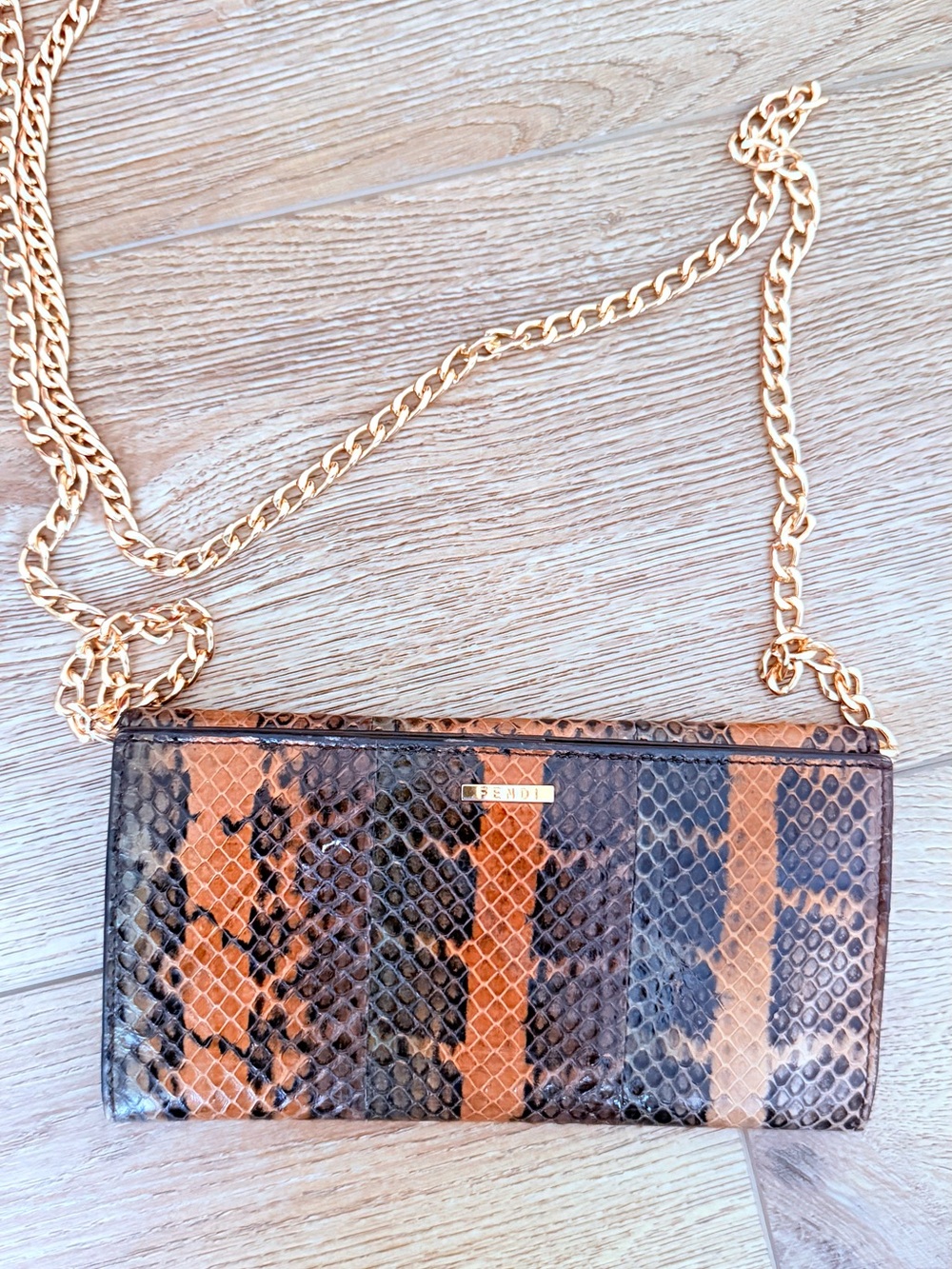 Fendi Brown & Tan Snakeskin wallet